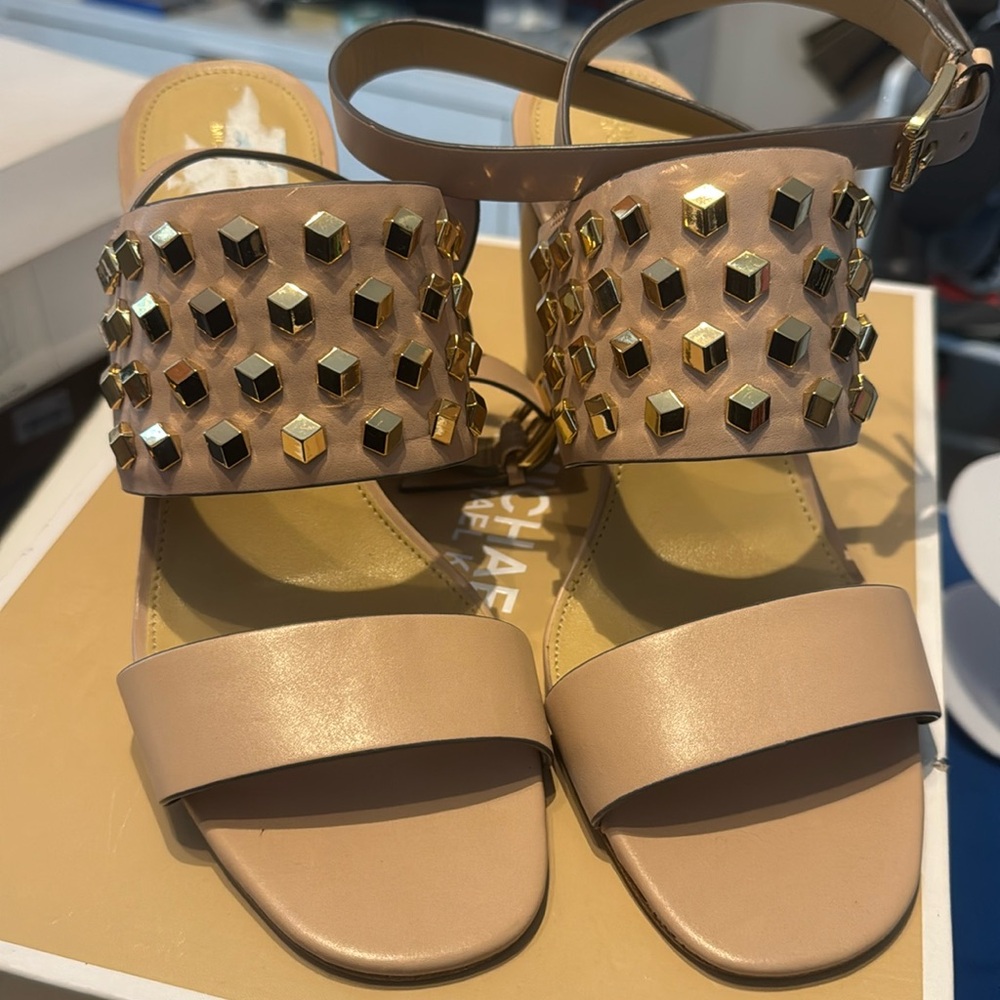 Michael by Micheal Kors nude heels with gold studs